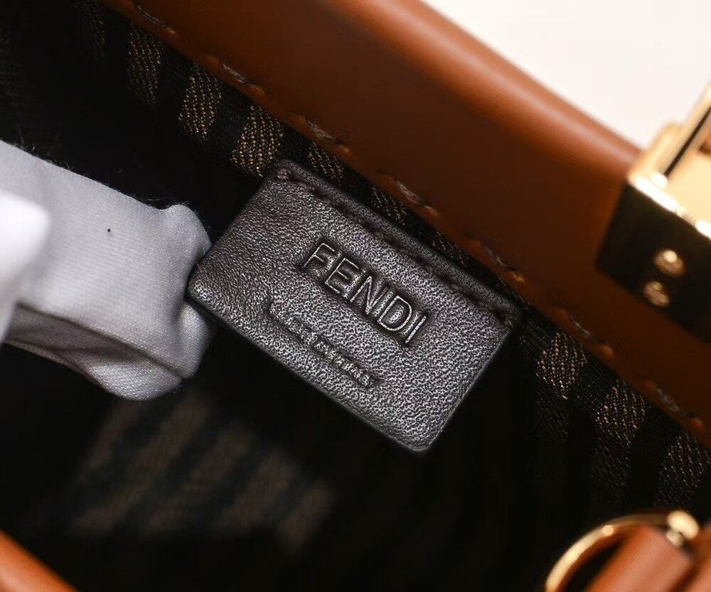 Fendi Sunshine Mini Brown Calfskin Top Handle Shopper - Picture 7 of 9